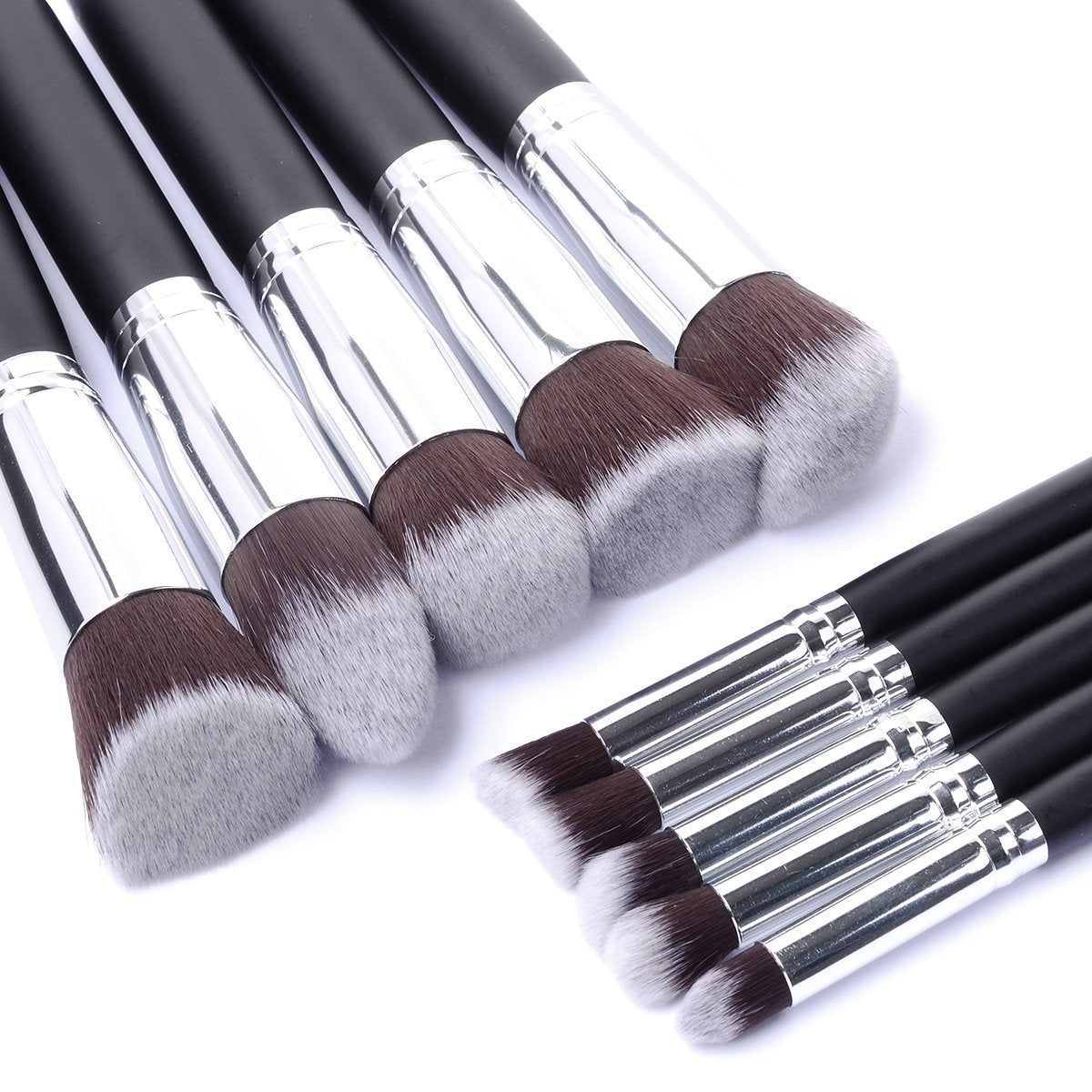 10 Pcs SilverGolden Makeup Brushes