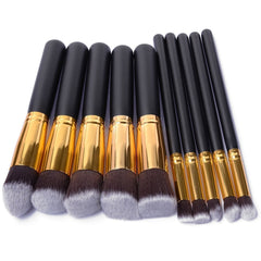 10 Pcs SilverGolden Makeup Brushes