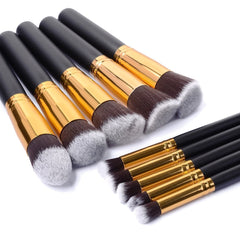 10 Pcs SilverGolden Makeup Brushes